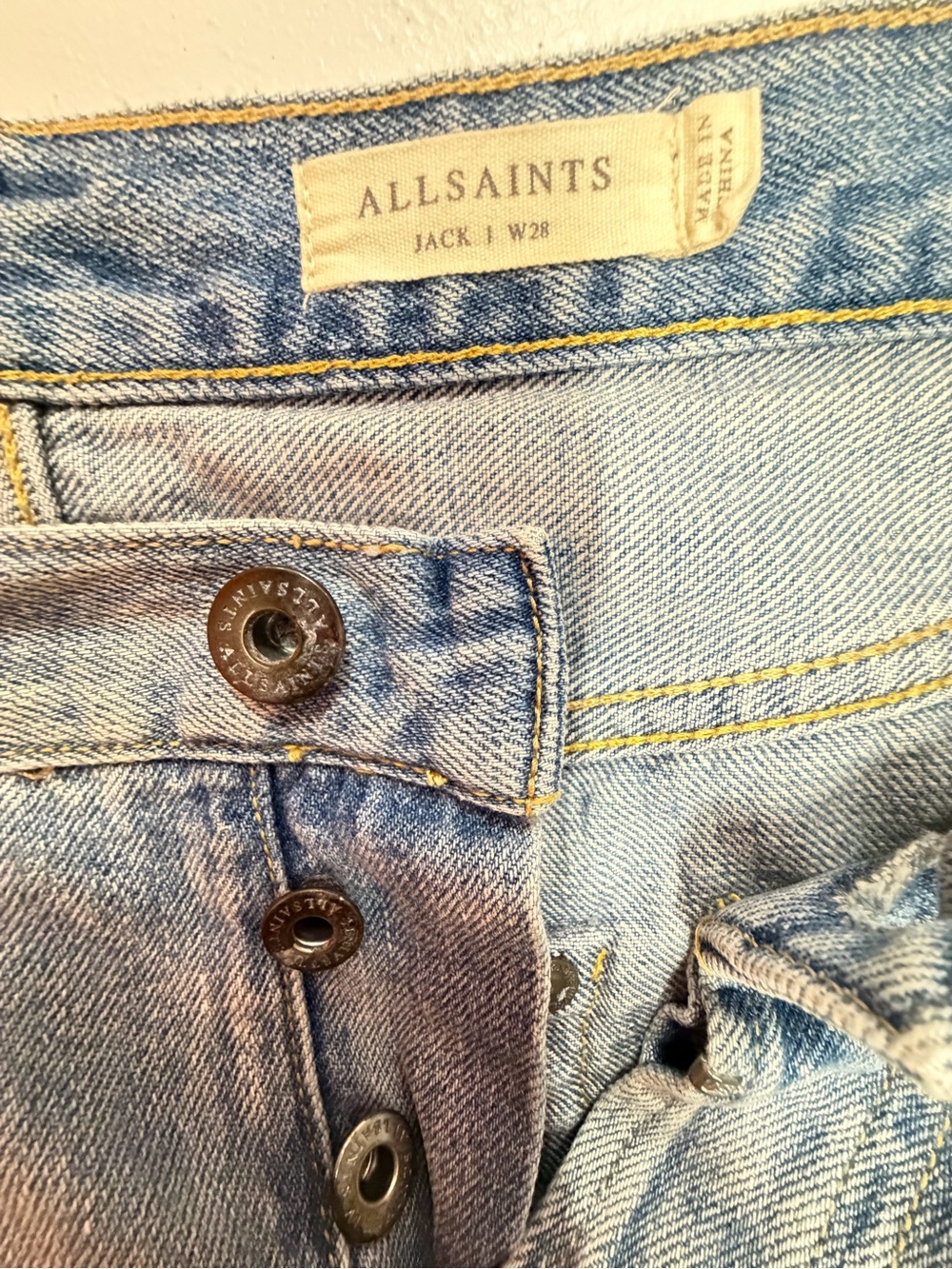 AllSaints Jack Jeans Men W28 Light Wash Faded Blue Straight Denim B329